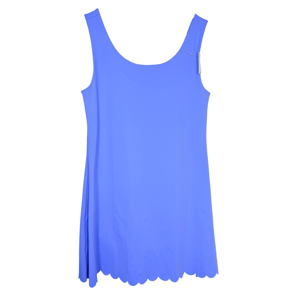 J.Crew Womens Performance Scalloped Exercise Dress Medium Blue CT453 NWT